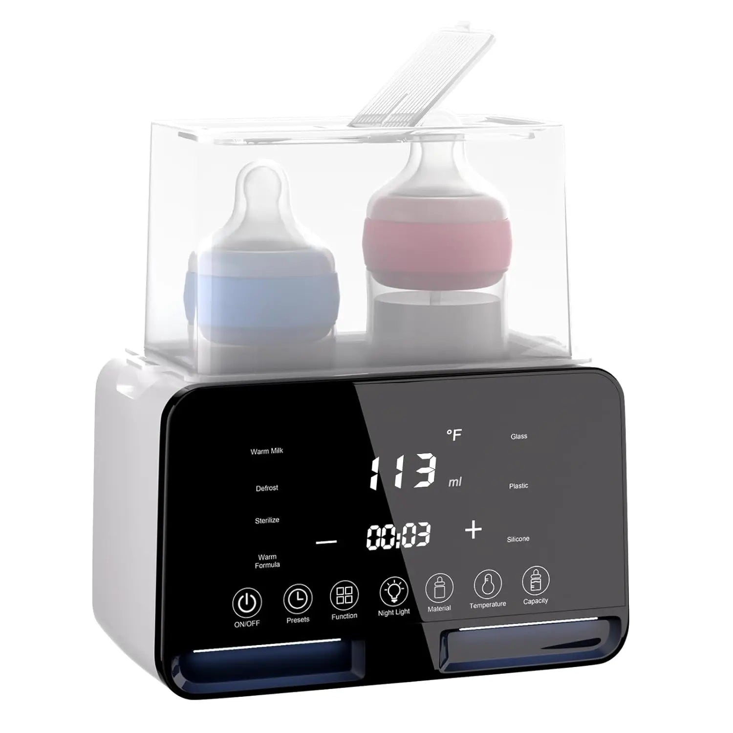 Dual Bottle Intelligent Constant Temperature Baby Milk Warmer Touch Screen 2-in-1 Milk Warmer Bottle Sterilizer