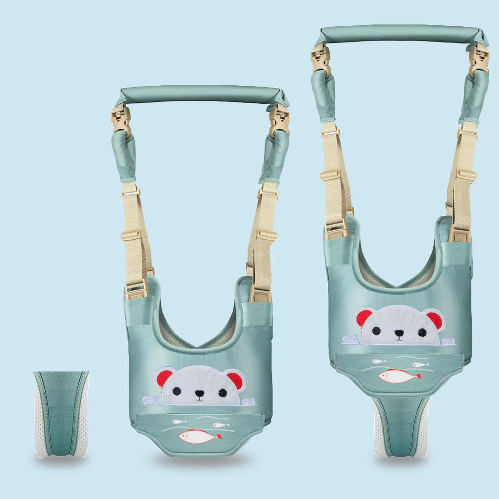 Adjustable Multifunctional Cotton Print Baby Walker Harness Cute Cartoon Removable Walking Aid Stand & Walk Training