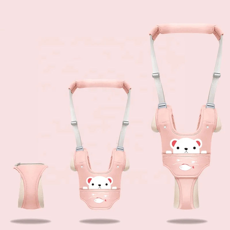 Adjustable Multifunctional Cotton Print Baby Walker Harness Cute Cartoon Removable Walking Aid Stand & Walk Training