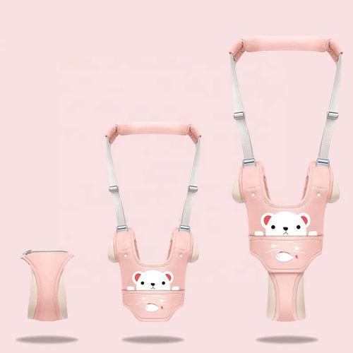 Adjustable Multifunctional Cotton Print Baby Walker Harness Cute Cartoon Removable Walking Aid Stand & Walk Training