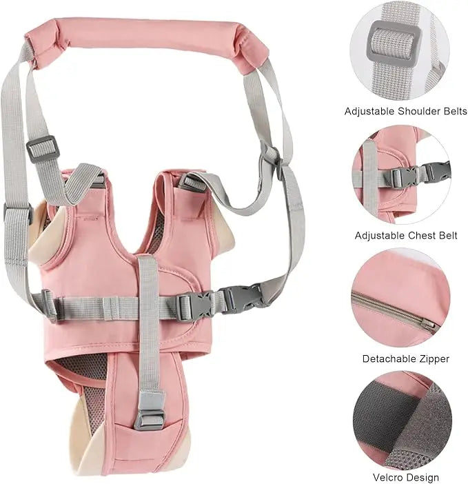Adjustable Multifunctional Cotton Print Baby Walker Harness Cute Cartoon Removable Walking Aid Stand & Walk Training