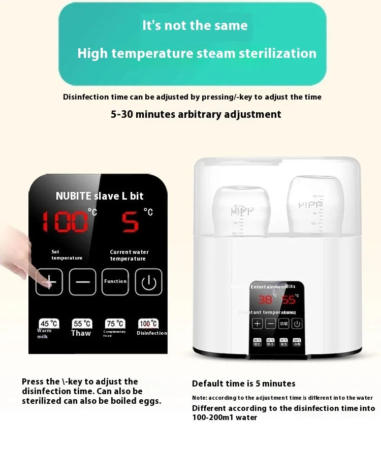 3 in 1 Smart Bottle Warmer Baby Milk Heater Travel Steam Sterilizer Kit Temperature Automatic 24h Keep Warm Midnight Rescue