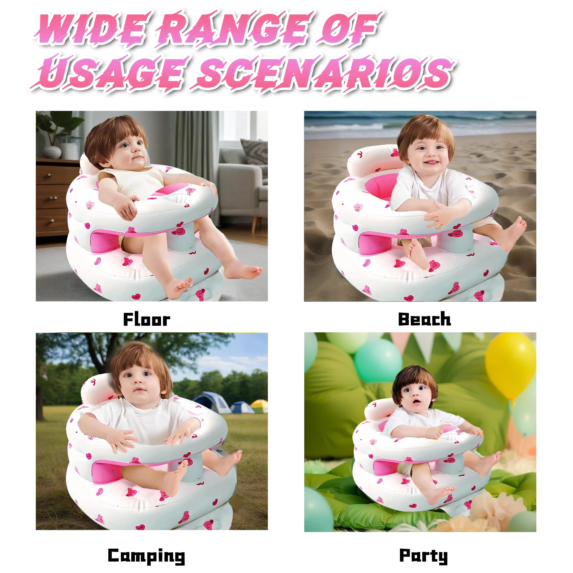 2025 New Inflatable Baby Seat with Full Enclosure, Comfortable PVC Sit Me Up Baby Chair, Built in Air Pump Blow Up Sitting Sofa