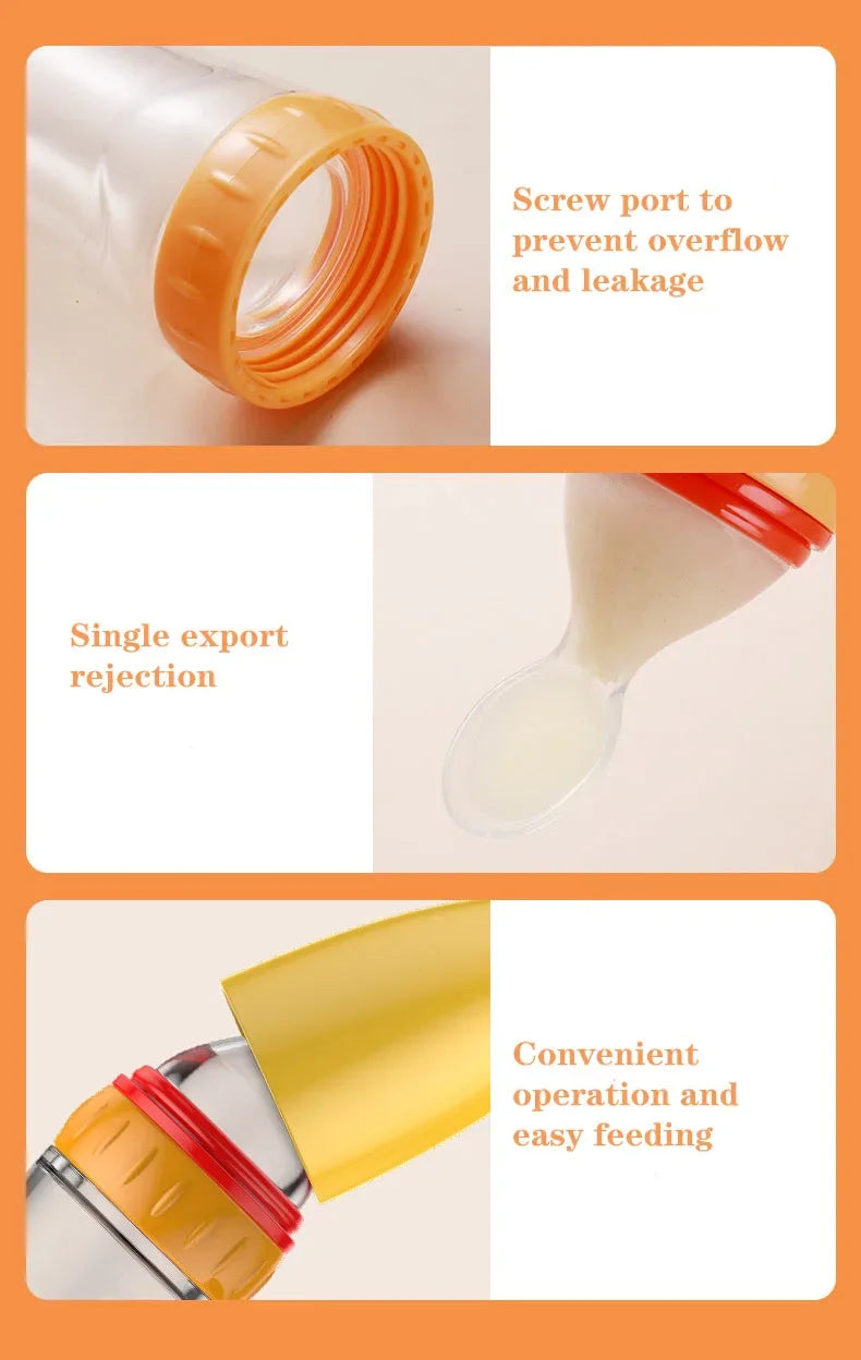 Baby Spoon Squeezing Feeding Bottle Feeder Silicone Spoons for Feeding Kids Toddler Cutlery Utensils Babies Accessories Newborn