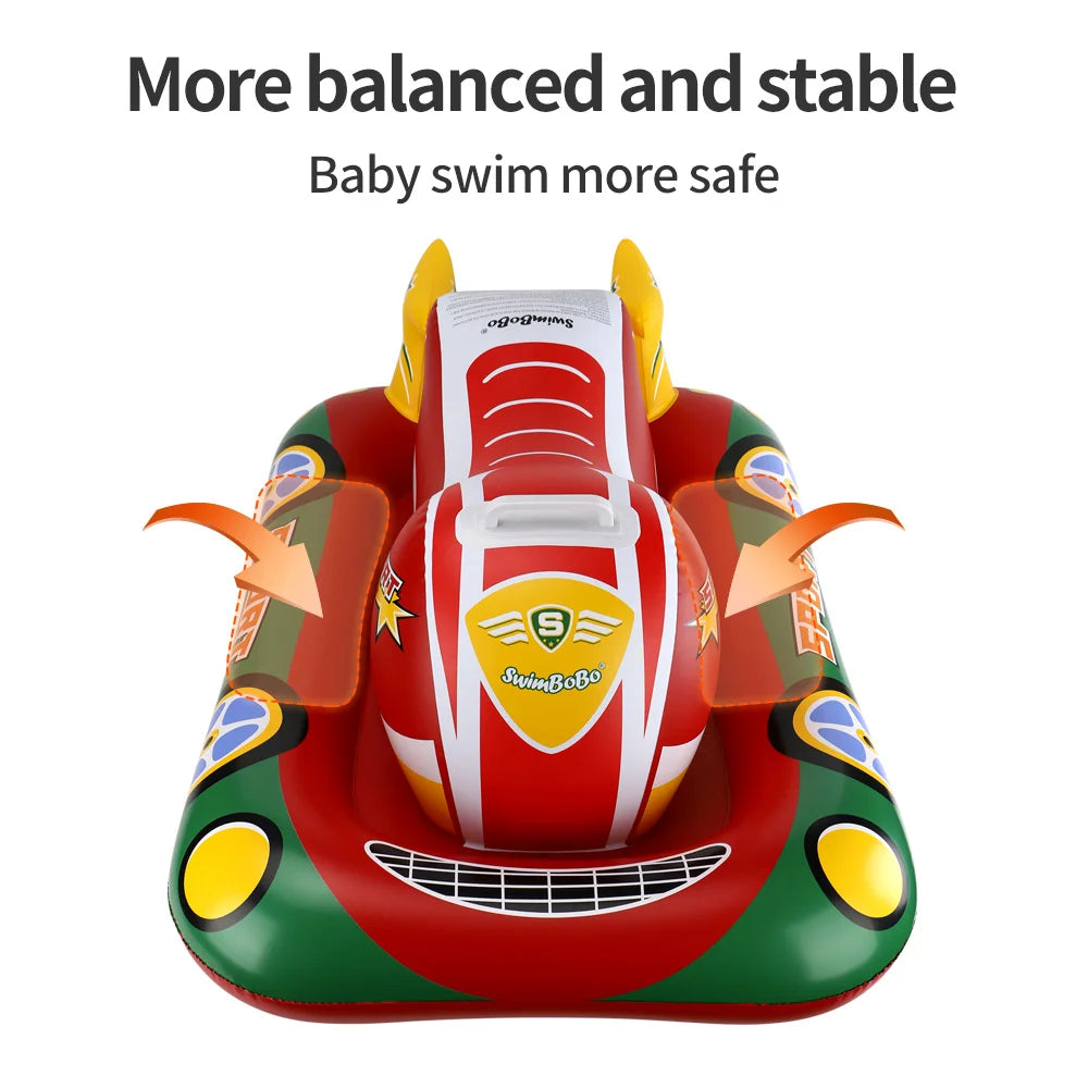 Swimbobo Kids Blue Inflatable Swimming Seat Float Cool Motorboat Ring Floating Thicken PVCFor Summer Baby Swim CircleWater Toy