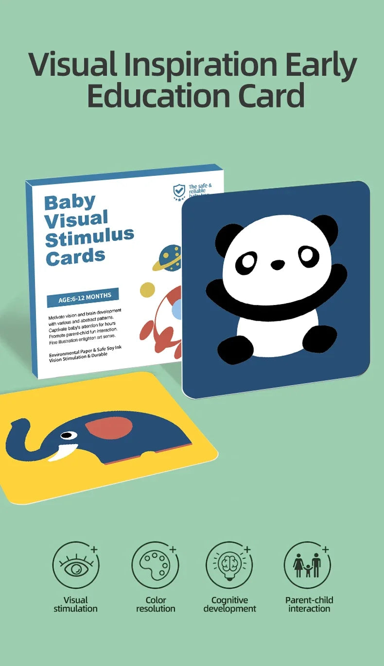 Black & White Baby Cards - High Contrast Visual Stimulation, Early Sensory Cognitive Toy for 0-36 months