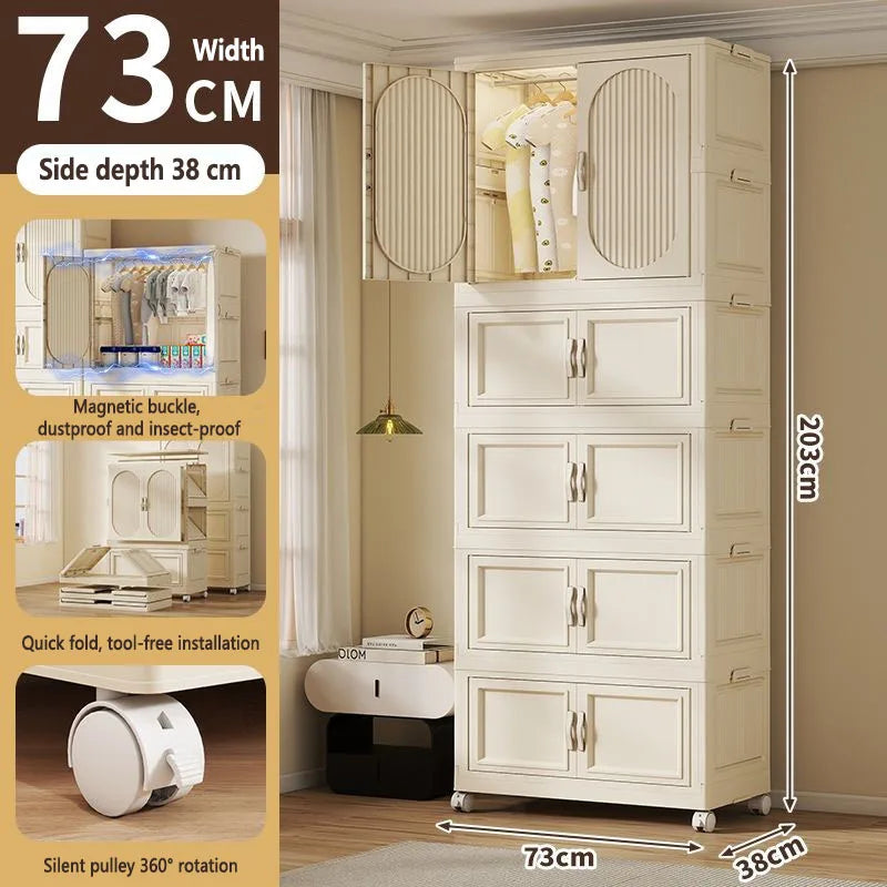 Children's Wardrobe Baby Closet Home Use Clothes & Quilt Storage Cabinet Primary School Student Clothing Organizer Folding Home