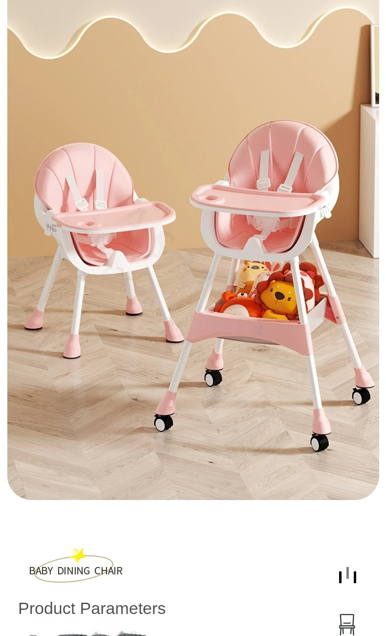 Children's dining chair / baby eating foldable seat / baby multifunctional lift home learning to sit dining table chair 1-3year