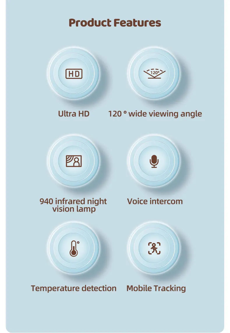 DANMINI 1080P Tuya Smart Baby Monitor Camera Indoor IP Camera Two Way Camera Infrared Night Vision Temperature Detection