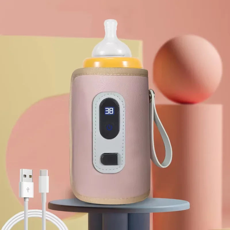 Portable Baby Bottle Insulation Sleeve, Baby Milk Insulation Device with LCD Screen, USB Insulation Bottle for Car Travel, Porta