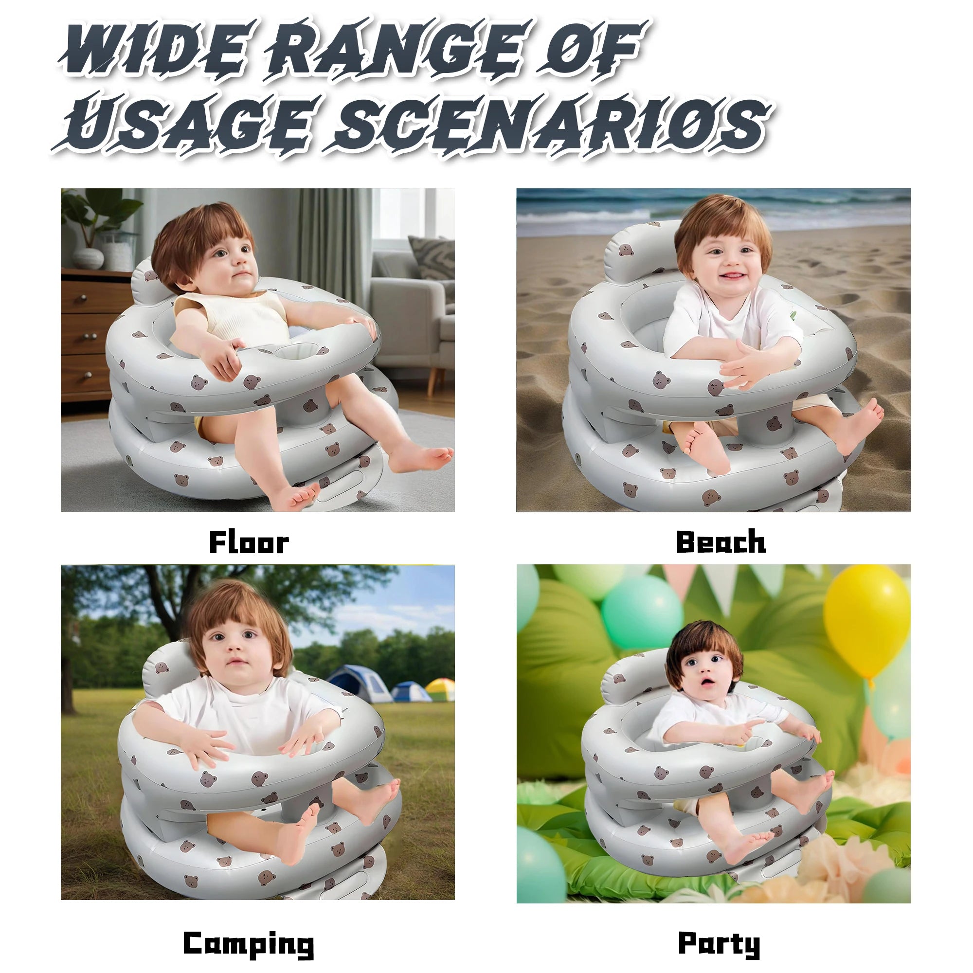 2025 New Inflatable Baby Seat with Full Enclosure, Comfortable PVC Sit Me Up Baby Chair, Built in Air Pump Blow Up Sitting Sofa