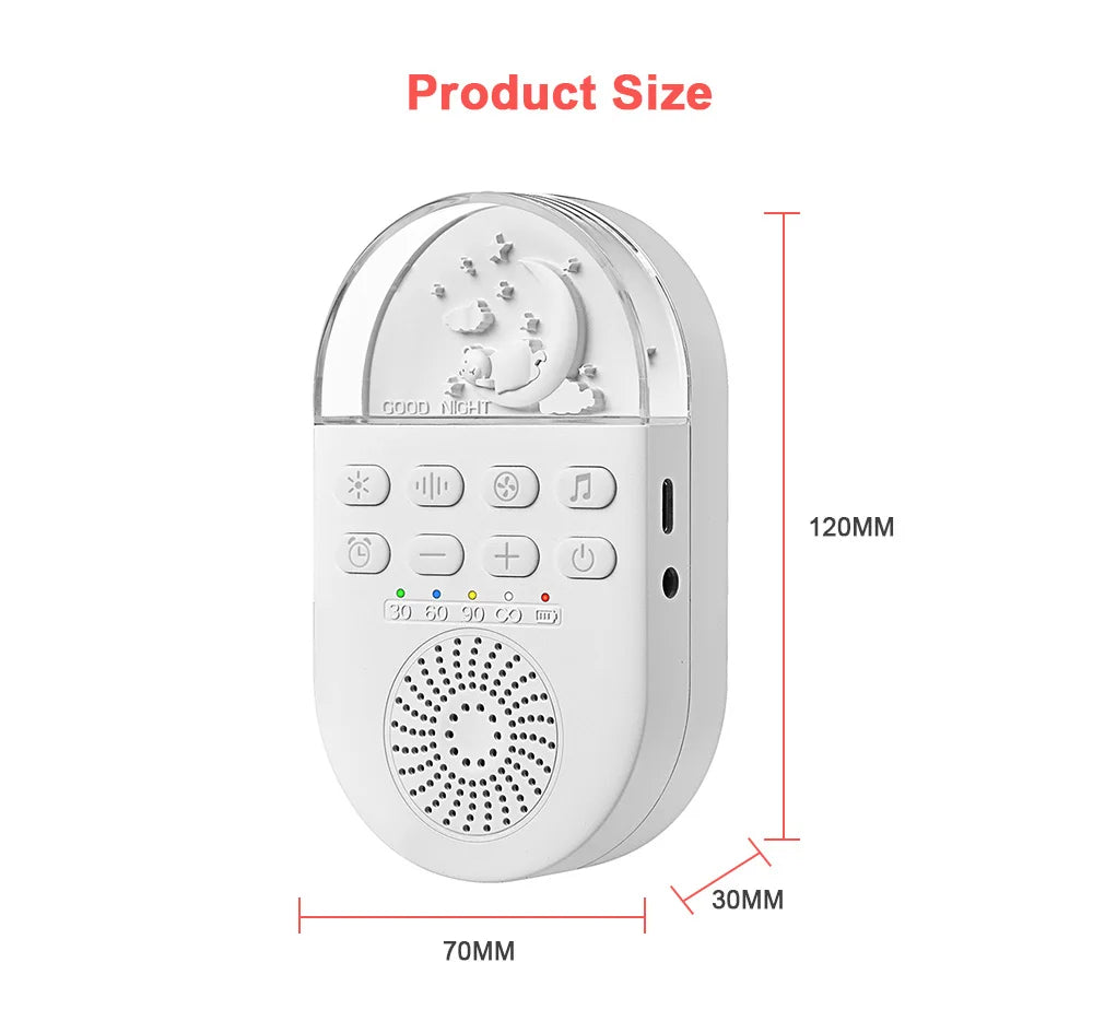 Portable White Noise Baby Sleep Machine 24 Soothing Sounds Soft Breath Light 30/60/90 Timing For Baby Adult Office Travel