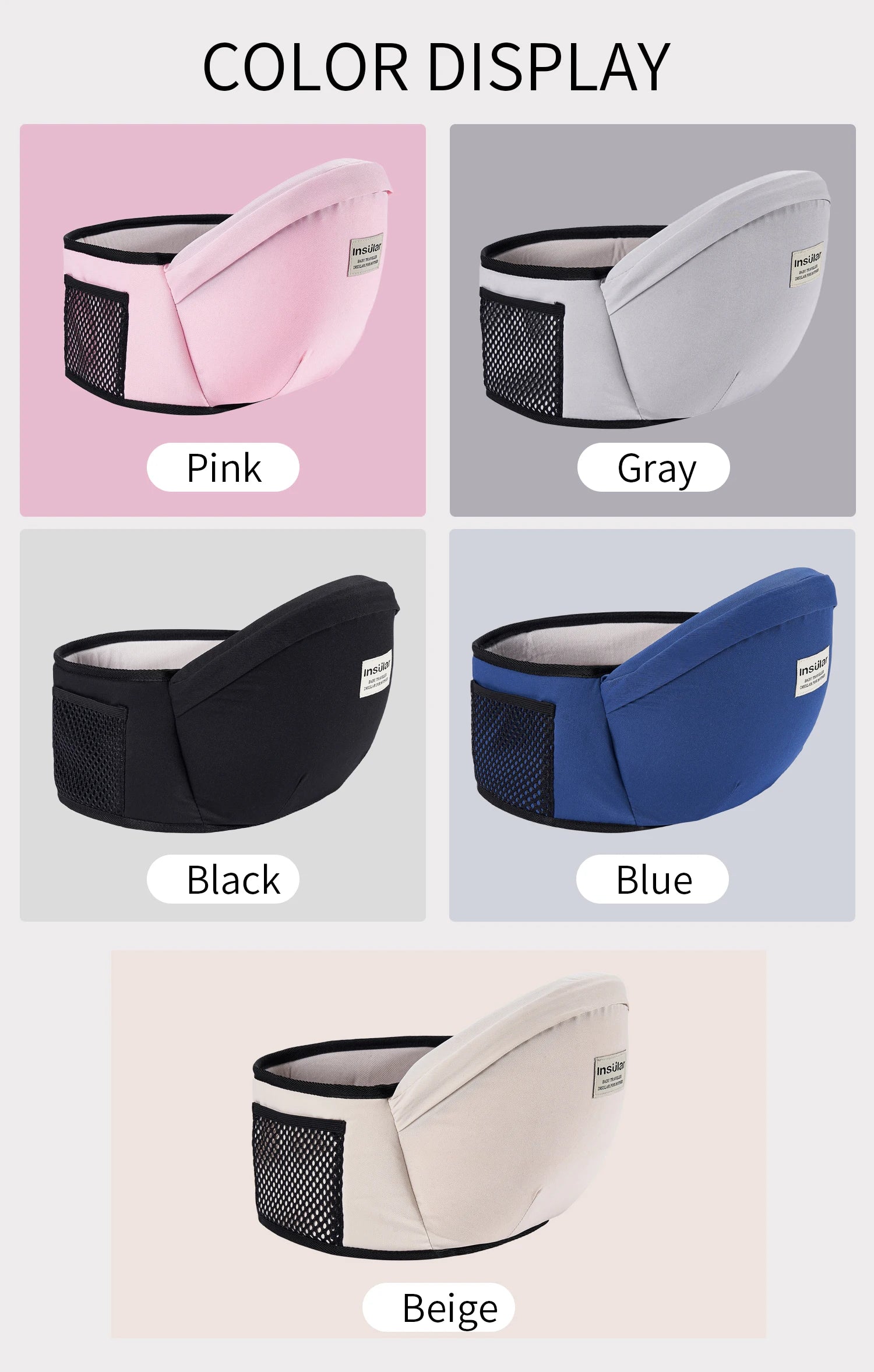 Adjustable Front-Facing Baby Carrier Waist Stool with Hip Seat, Belt for Kids, Infant Walkers, Sling Hold, Waist Belt Backpack