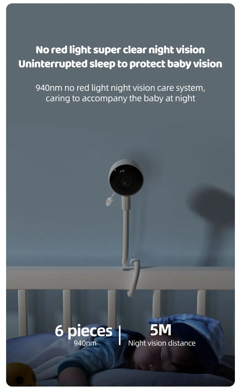 DANMINI 1080P Tuya Smart Baby Monitor Camera Indoor IP Camera Two Way Camera Infrared Night Vision Temperature Detection