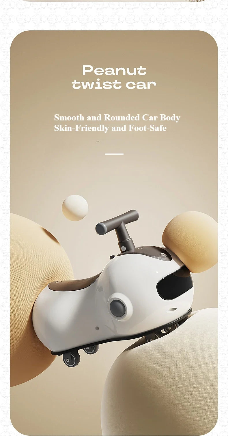 Baby Peanut Twist Car Infant Scooter Walker with Sound Light Silent Wheel Outdoor Ride on Toy Car Balance Training Birthday Gift