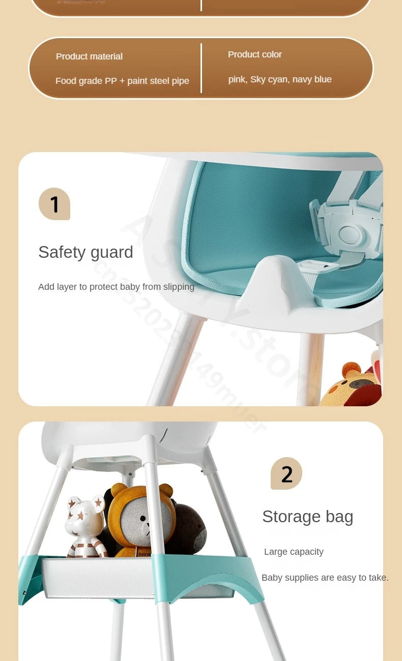 Children's dining chair / baby eating foldable seat / baby multifunctional lift home learning to sit dining table chair 1-3year