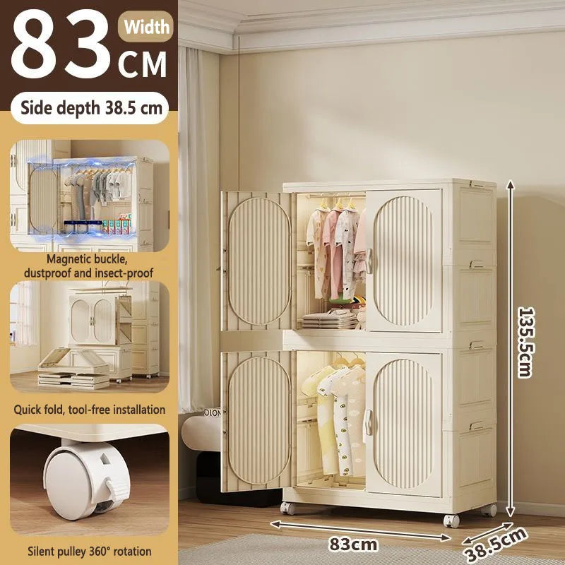 Children's Wardrobe Baby Closet Home Use Clothes & Quilt Storage Cabinet Primary School Student Clothing Organizer Folding Home