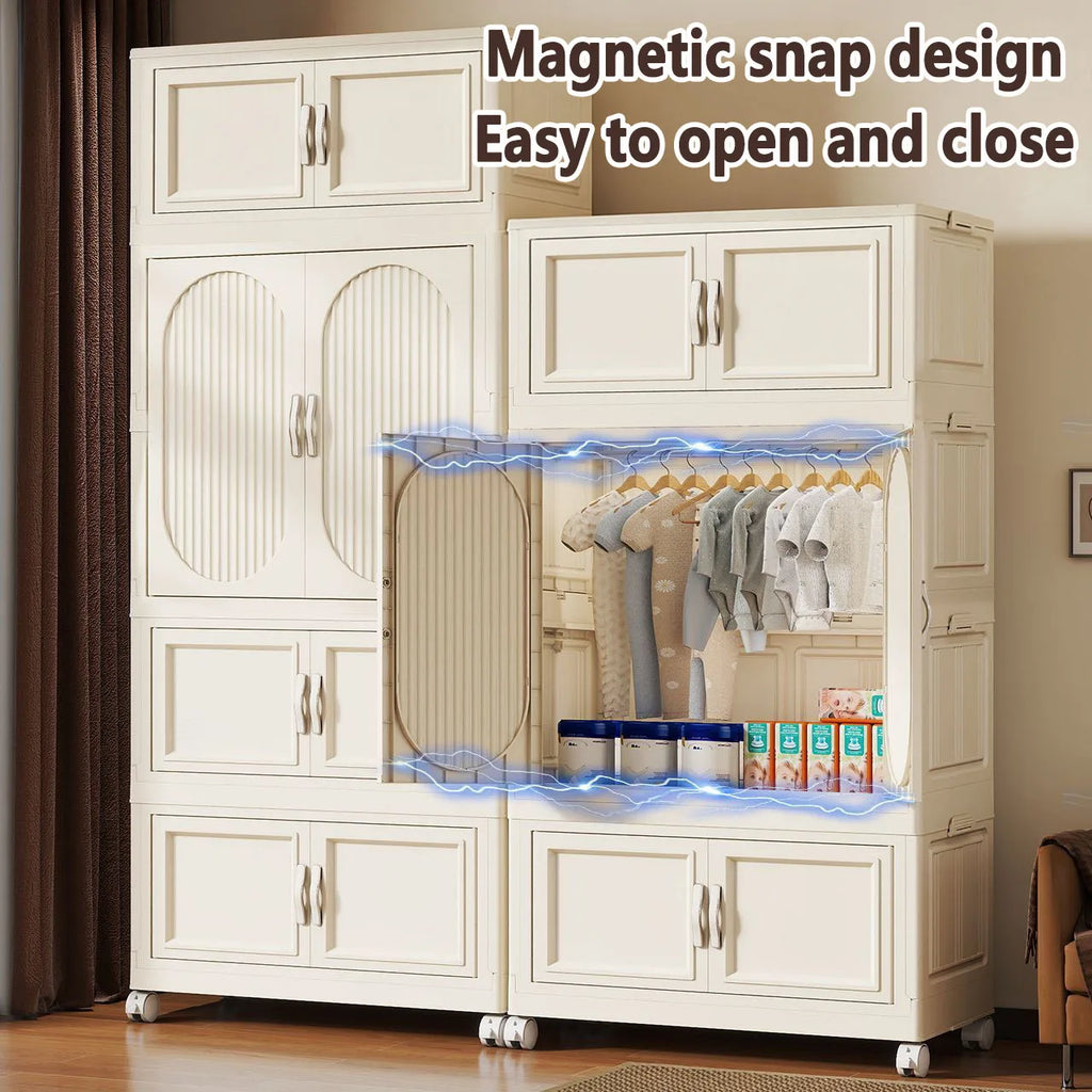 Children's Wardrobe Baby Closet Home Use Clothes & Quilt Storage Cabinet Primary School Student Clothing Organizer Folding Home