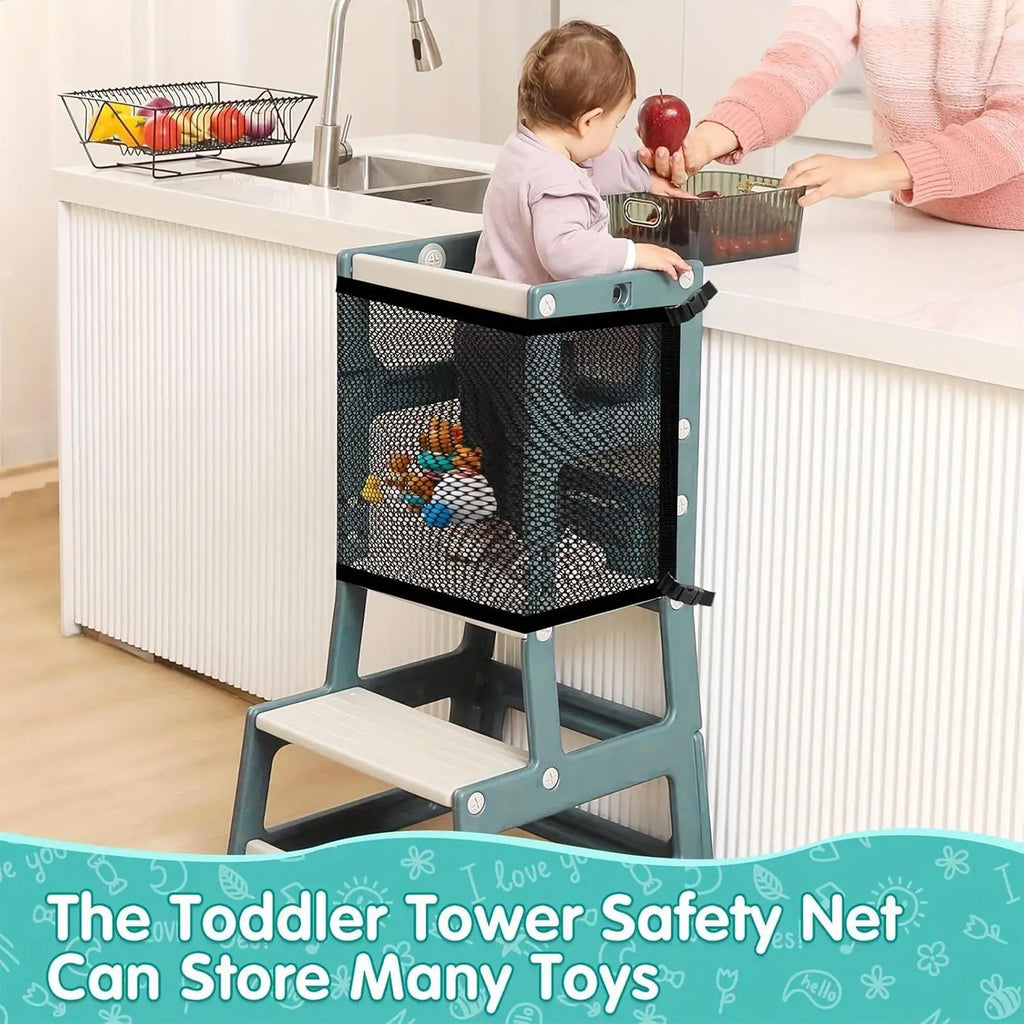 Baby Chair Safety Net Kids Tower Chair Safety Netting 4-Sided Protection Step Tool Mesh Barrier For Child Playing Studying