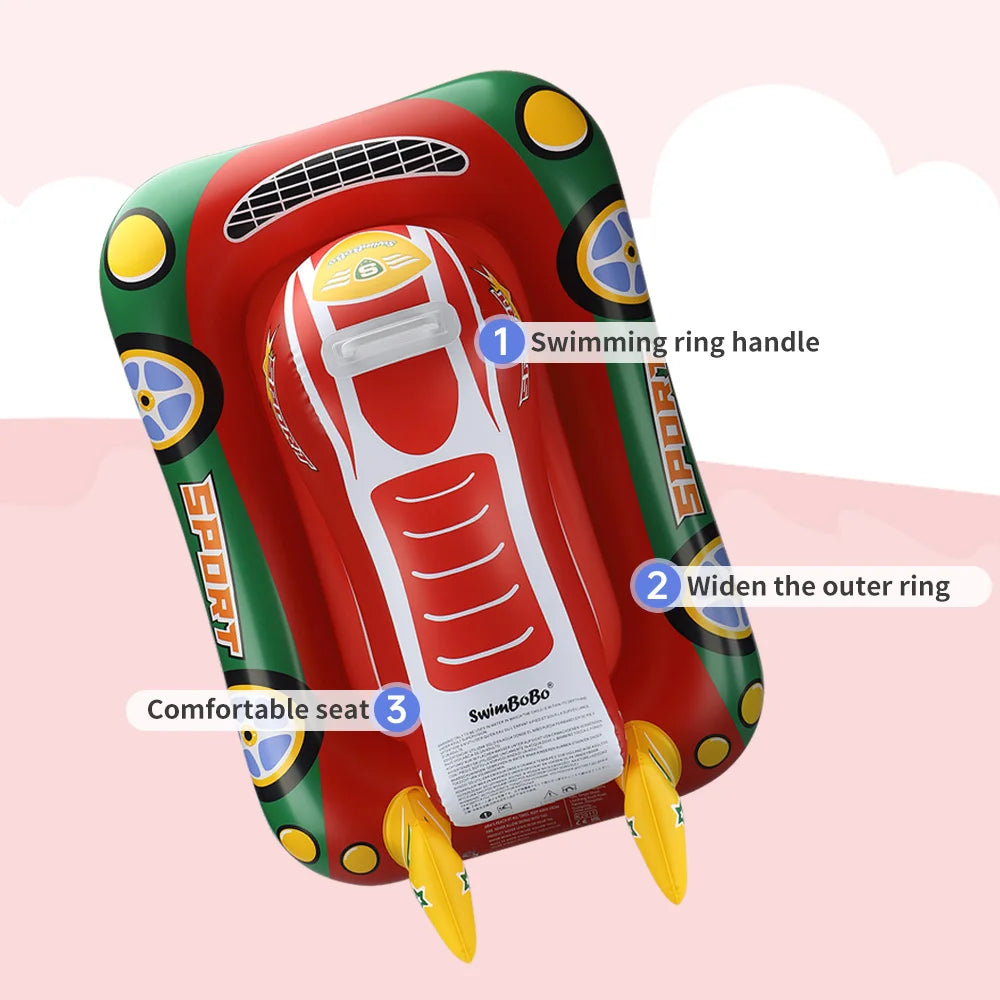 Swimbobo Kids Blue Inflatable Swimming Seat Float Cool Motorboat Ring Floating Thicken PVCFor Summer Baby Swim CircleWater Toy