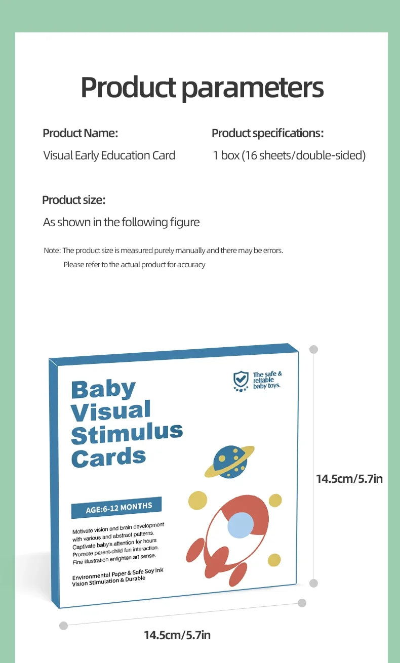 Black & White Baby Cards - High Contrast Visual Stimulation, Early Sensory Cognitive Toy for 0-36 months