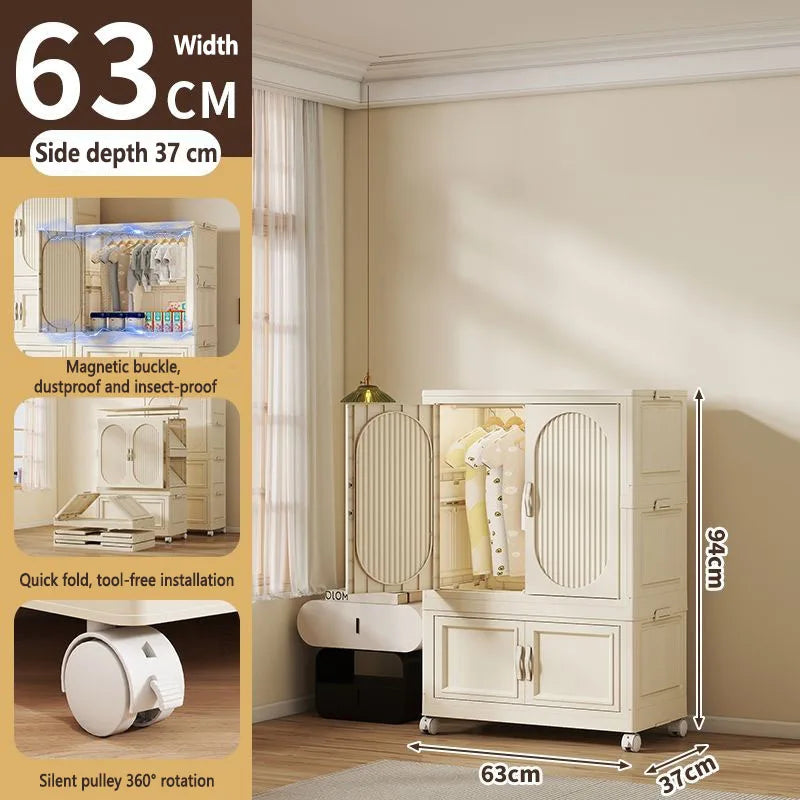 Children's Wardrobe Baby Closet Home Use Clothes & Quilt Storage Cabinet Primary School Student Clothing Organizer Folding Home