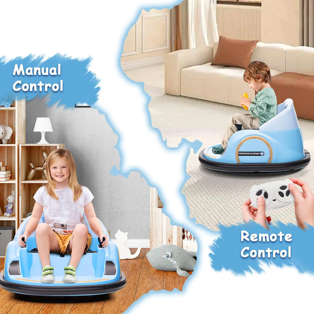 12V Kids Ride On Car Toy, 360° Rotation Electric Bumper Car Toy With Remote Control & Battery Display For Boys Girls