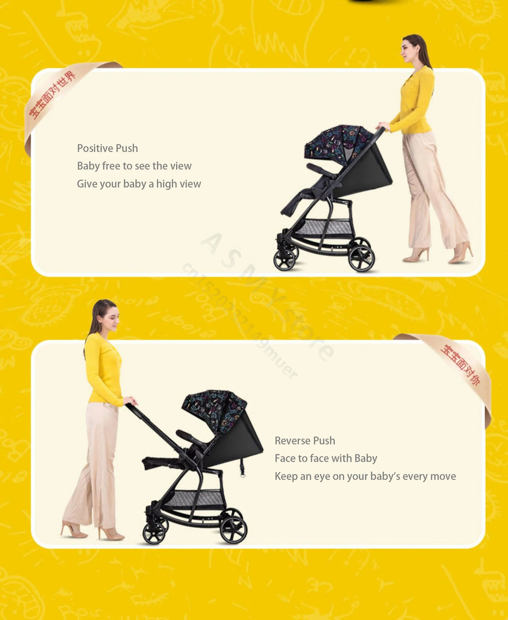 Baby stroller / can sit and lie down two-way lightweight stroller can be folded / shopping cart / 0-3 years old baby stroller