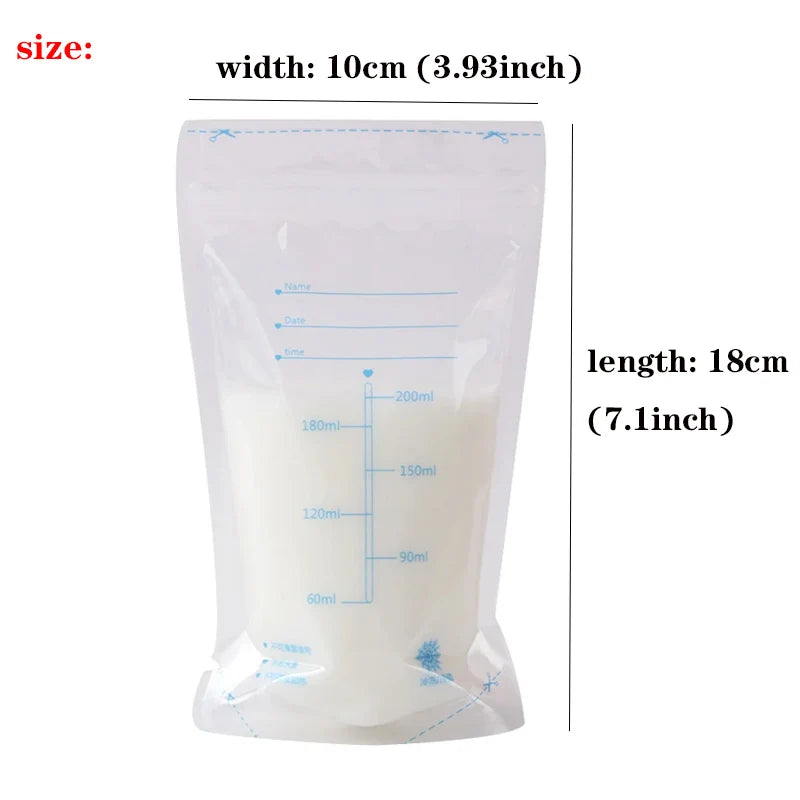 200ml Breast Milk Storage Bags, BPA Free Milk Freezer Bags for Baby Food, Safe Feeding Bag Compatible with Breast Pump