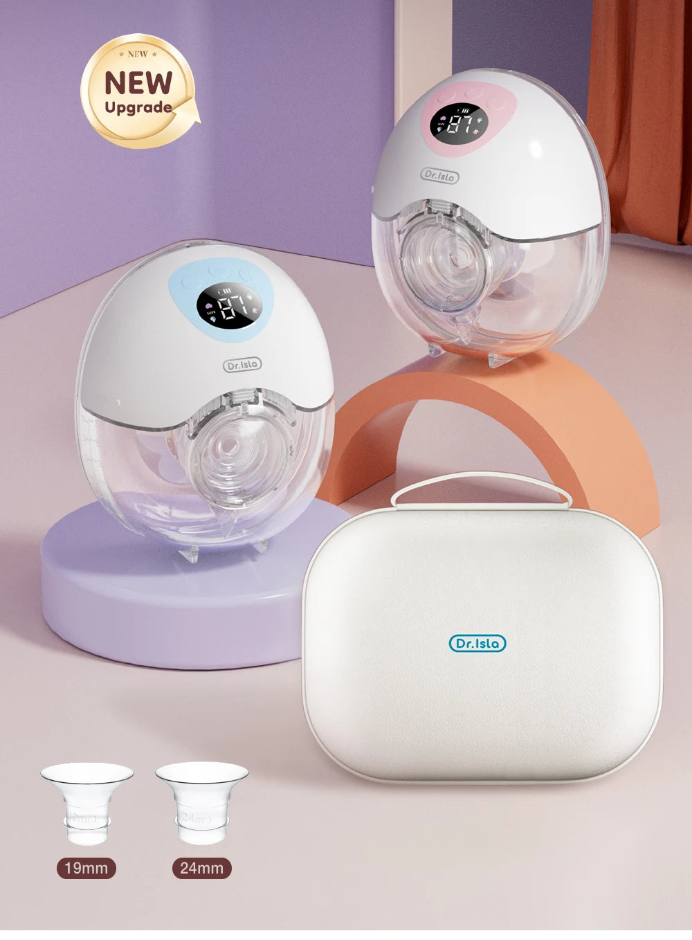 MAMIJOY 2PCS Wearable Electric Breast Pump 4 Modes＆36Suction Levels Silent Leak-Proof Hands Free Portable Breast Pumps EB50D