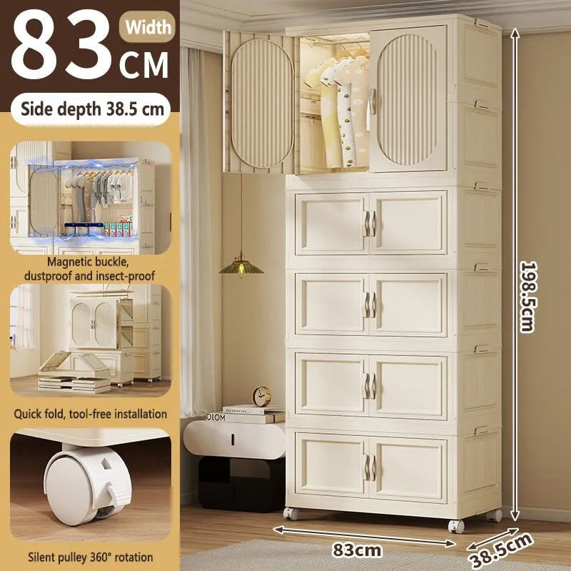 Children's Wardrobe Baby Closet Home Use Clothes & Quilt Storage Cabinet Primary School Student Clothing Organizer Folding Home