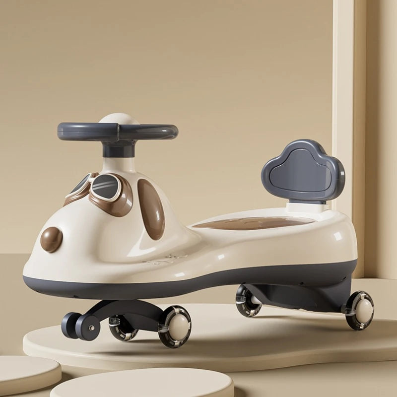 ‌Toddler Baby Wiggle Ride-On Cart 1-3Y: Flash Wheels Safety Rocker Storage Bin 360° Steering Smooth Handle - Early Learning Toy‌