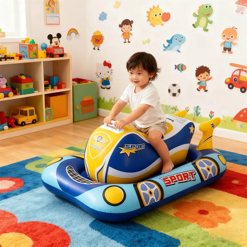 Swimbobo Kids Blue Inflatable Swimming Seat Float Cool Motorboat Ring Floating Thicken PVCFor Summer Baby Swim CircleWater Toy