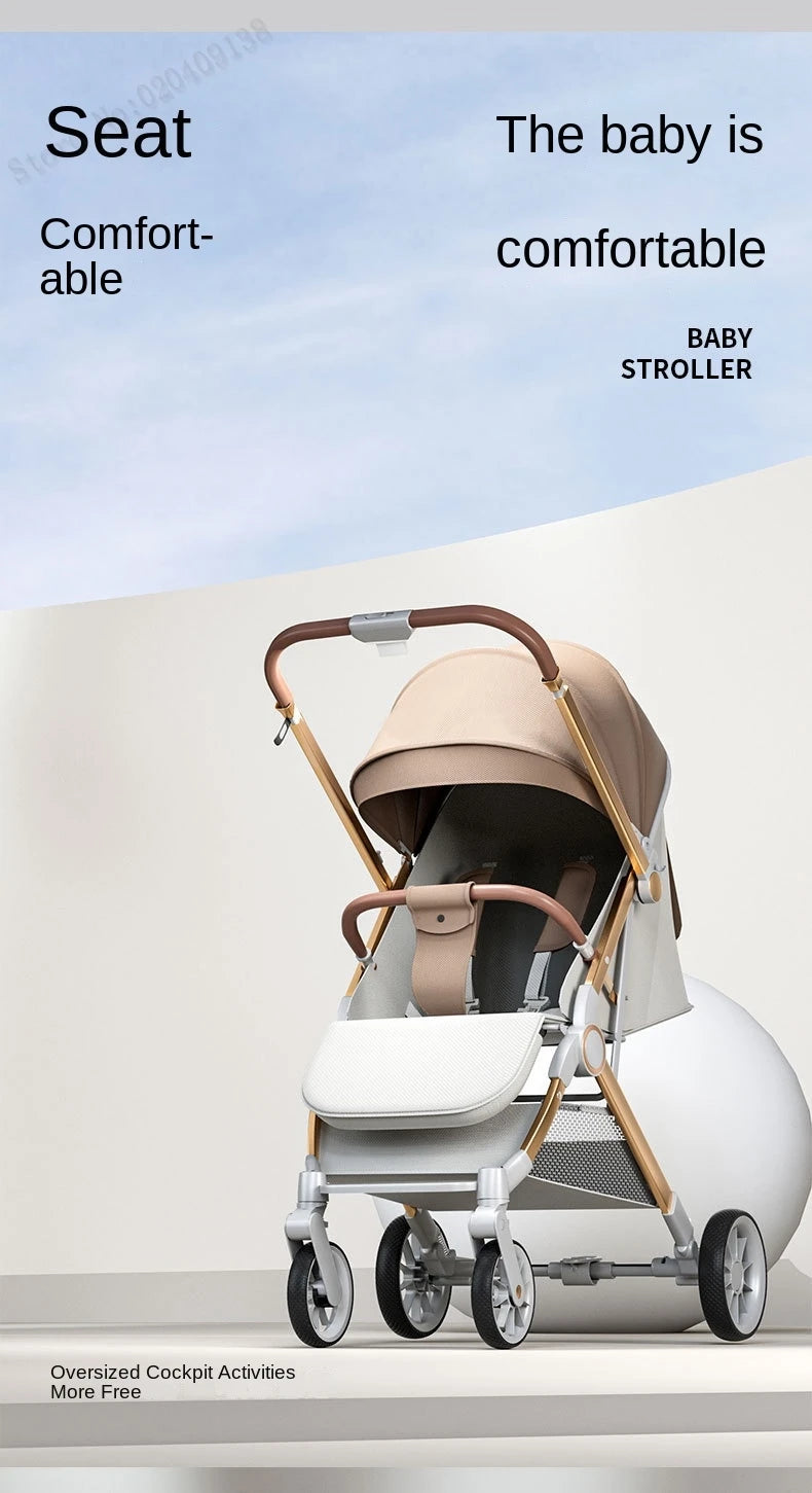 Two-way Baby Stroller can Sit or Lie Down Newborn Baby Stroller Simple Folding Ultra-lightweight Shock-absorbing Wheels
