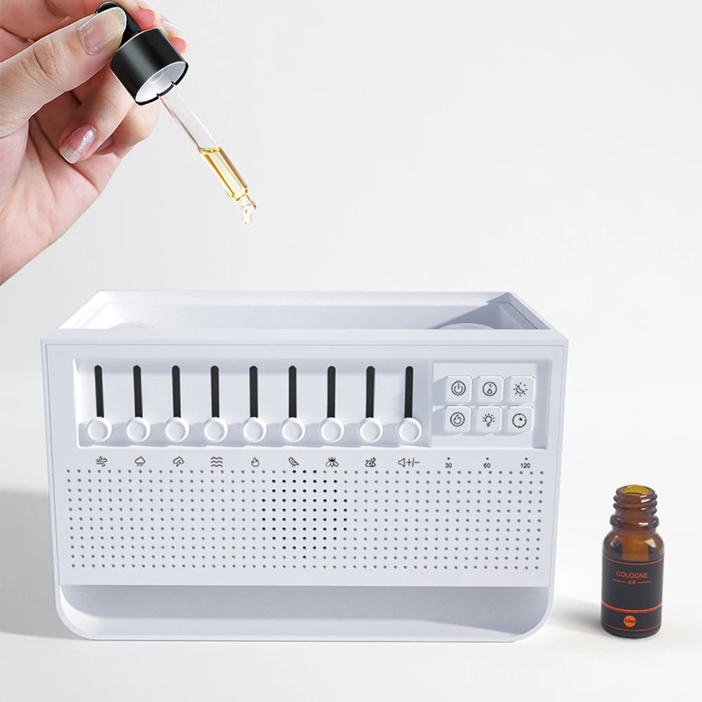 New Baby White Noise Sleep Machine Simulation Flame Aromatherapy Machine Desktop Large Fog Humidifier Portable Bluetooth Speaker