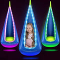 Light Up Pod Swing Seat Hanging Hammock Chair with LED Lights Upgraded Cotton Child Sensory Swing Seat Sensory Swing for Autist