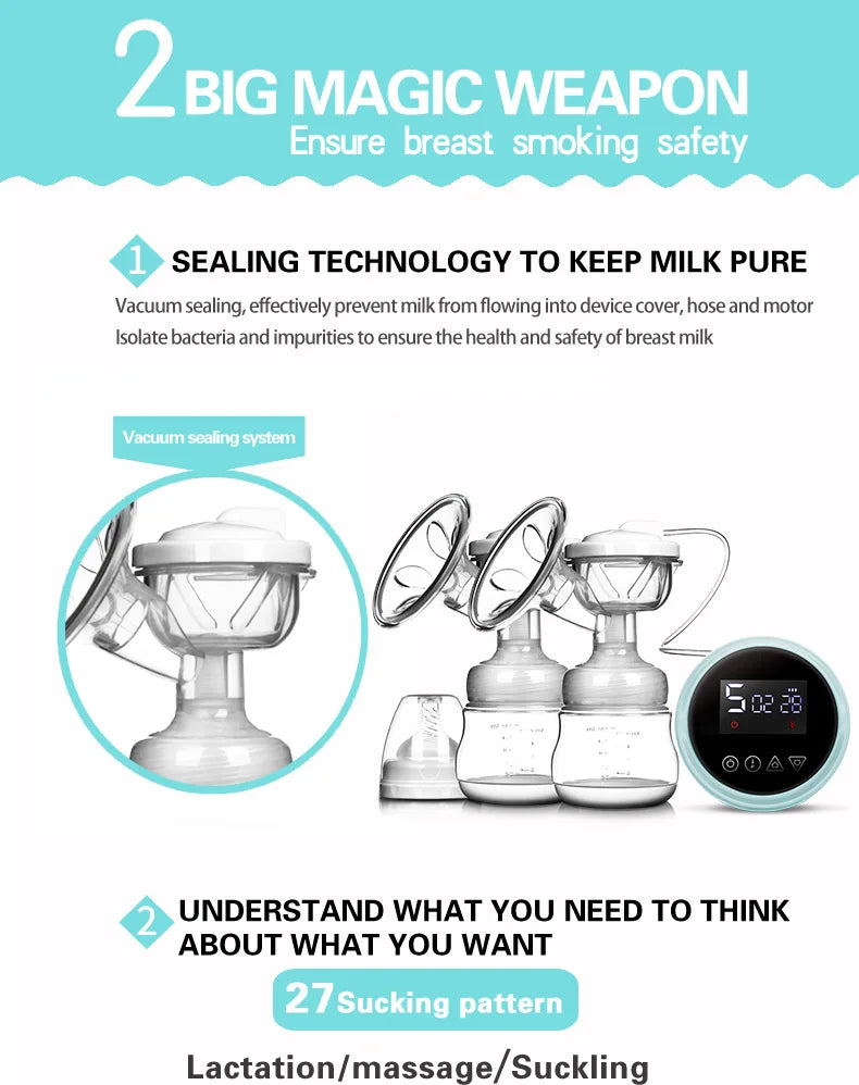USB BPA Free Electric Double Breast Pump with Nursing Pads And Breast Milk Storage Set Baby Feeding Gift Set
