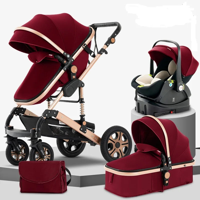 Infant Car Seat Combo Stroller Travel System for Newborn with Isofix Base,Baby Carriage 3in1 Reversible Stroller suit Toddler