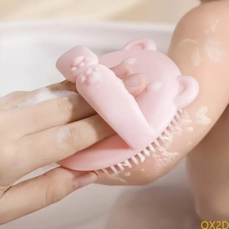 Baby Bear Hair Washing Brush Children's Bath Scrubbing Magic Tool Home Baby Bath Bathing Newborn Hair Removal and Shampoo Brush