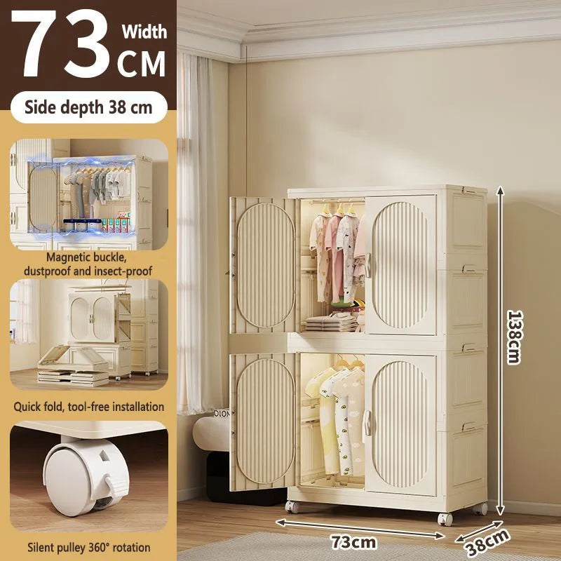 Children's Wardrobe Baby Closet Home Use Clothes & Quilt Storage Cabinet Primary School Student Clothing Organizer Folding Home