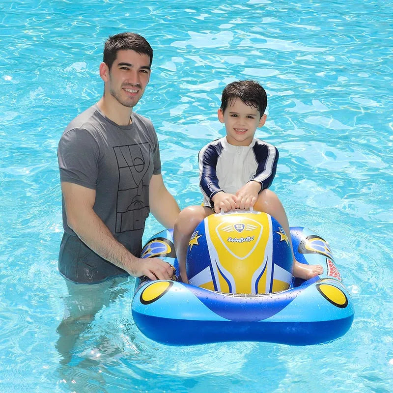 Swimbobo Kids Blue Inflatable Swimming Seat Float Cool Motorboat Ring Floating Thicken PVCFor Summer Baby Swim CircleWater Toy