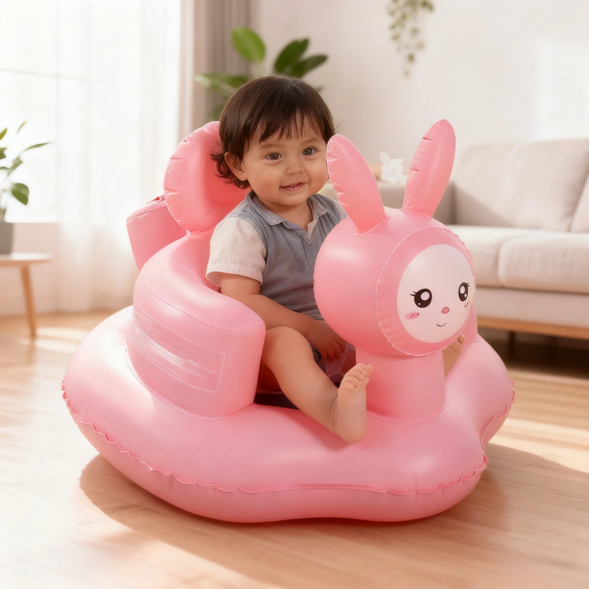 2025 New Inflatable Baby Seat with Full Enclosure, Comfortable PVC Sit Me Up Baby Chair, Built in Air Pump Blow Up Sitting Sofa