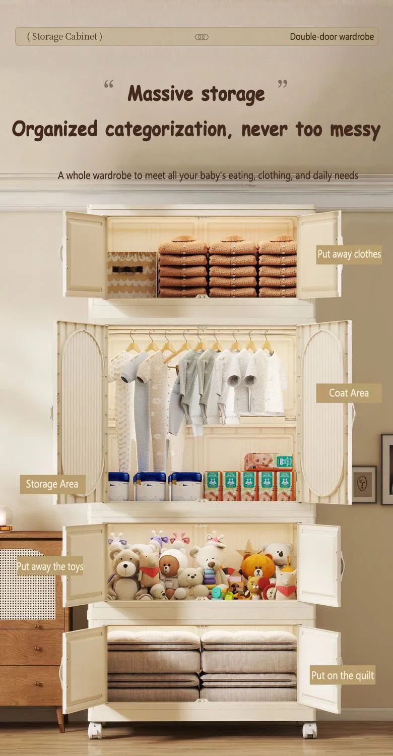 Children's Wardrobe Baby Closet Home Use Clothes & Quilt Storage Cabinet Primary School Student Clothing Organizer Folding Home