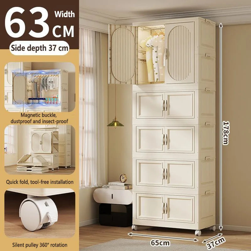 Children's Wardrobe Baby Closet Home Use Clothes & Quilt Storage Cabinet Primary School Student Clothing Organizer Folding Home