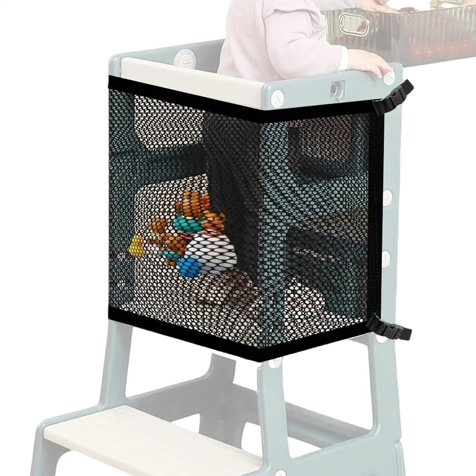 Baby Chair Safety Net Kids Tower Chair Safety Netting 4-Sided Protection Step Tool Mesh Barrier For Child Playing Studying