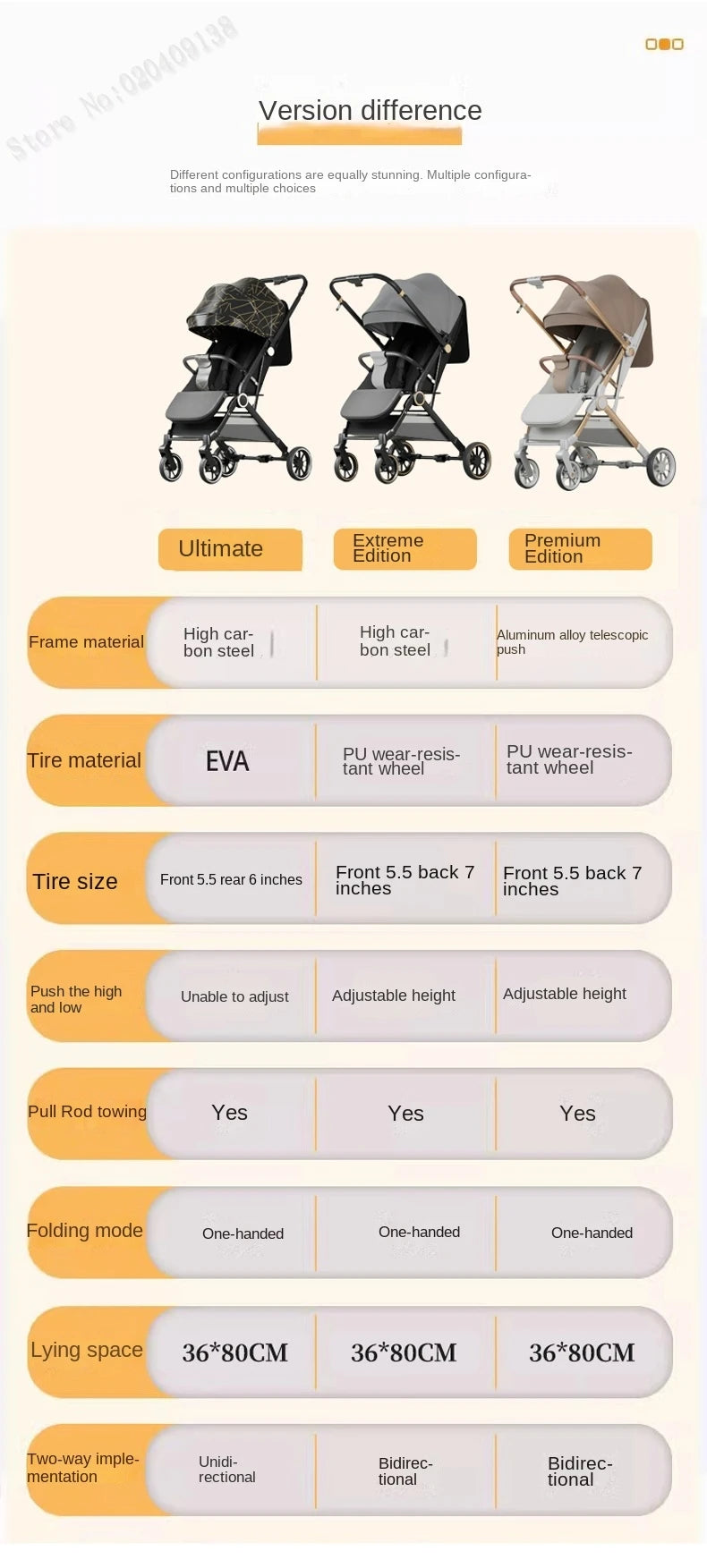 Two-way Baby Stroller can Sit or Lie Down Newborn Baby Stroller Simple Folding Ultra-lightweight Shock-absorbing Wheels