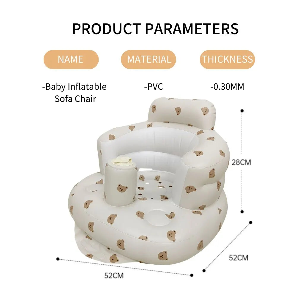 Baby Inflatable Sofa Chair Portable Inflatable Sofa Pool Float Baby Seat Back Support Anti-Fall Baby Bath Stool