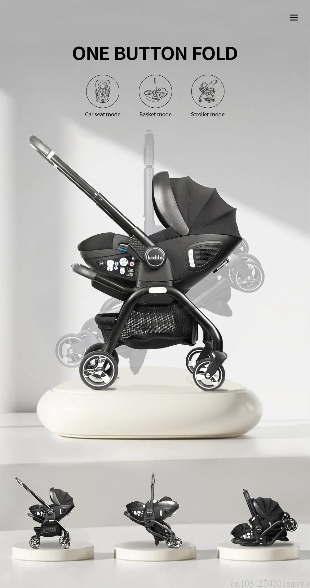 3in1 Baby Stroller, Children's Car Seat, Newborn Stroller, Portable, Lightweight, Luxurious, Suitable For Babies Aged 0-12months