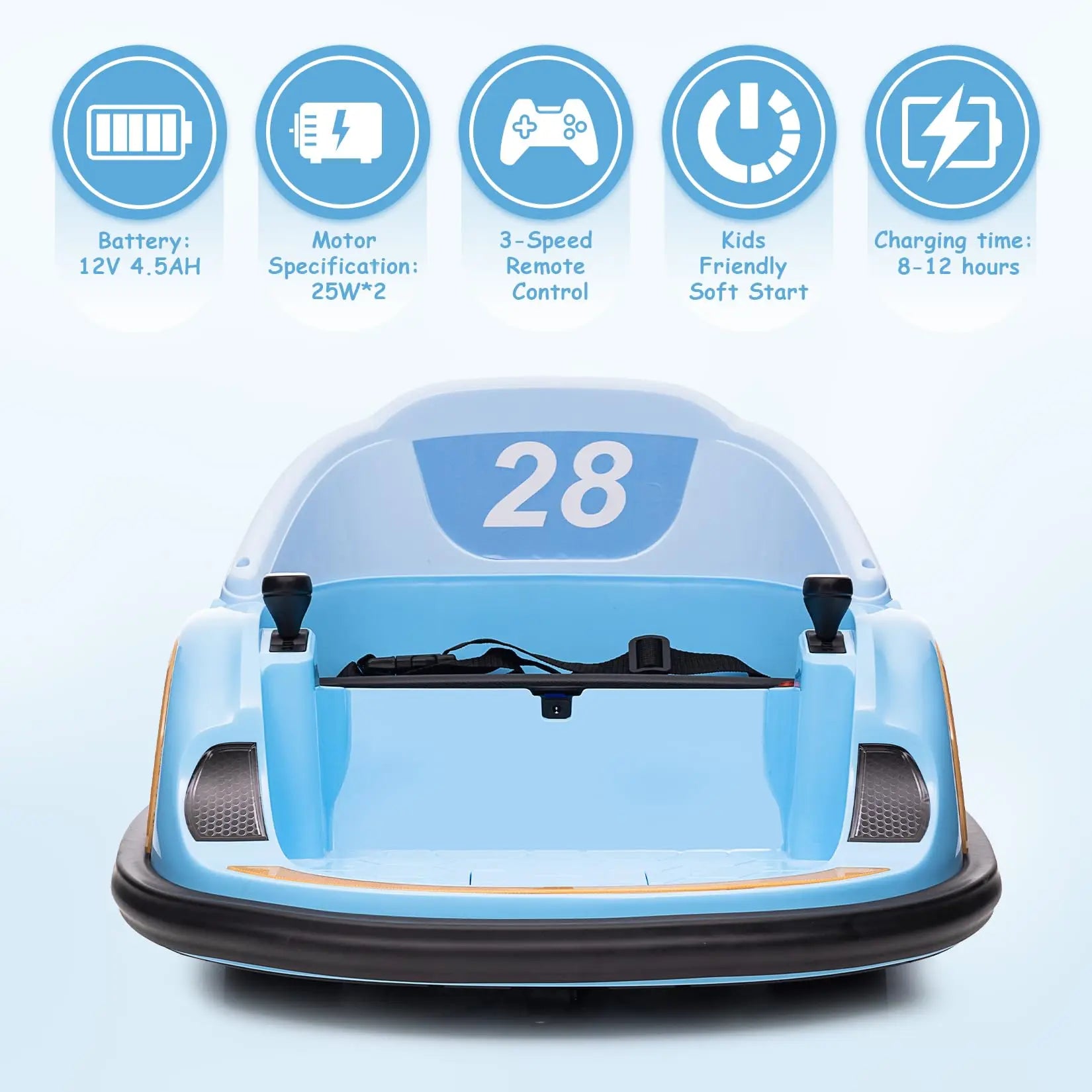 12V Kids Ride On Car Toy, 360° Rotation Electric Bumper Car Toy With Remote Control & Battery Display For Boys Girls