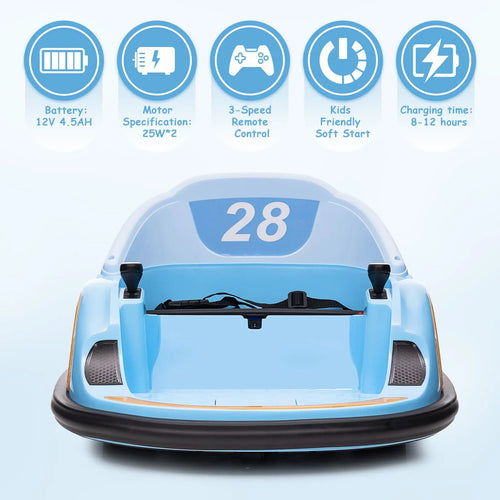 12V Kids Ride On Car Toy, 360° Rotation Electric Bumper Car Toy With Remote Control & Battery Display For Boys Girls